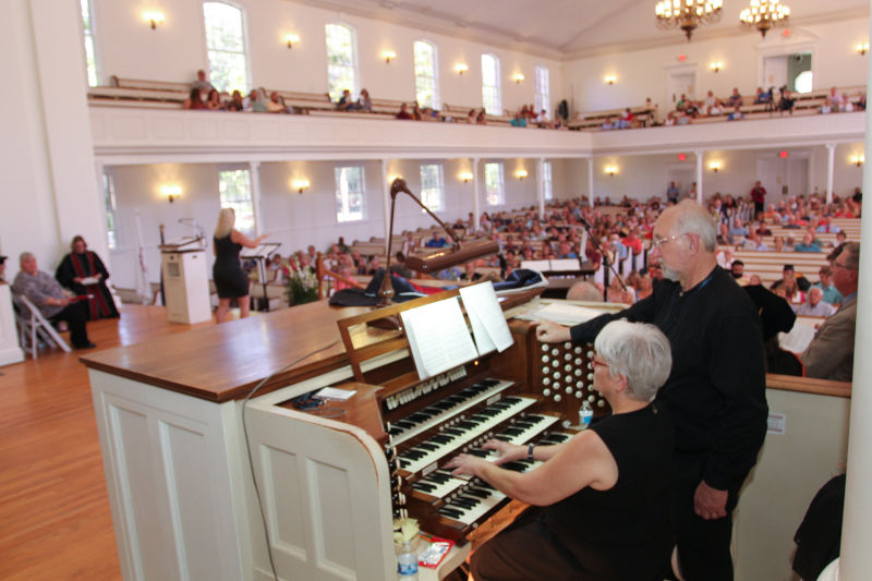 Dr. Paula (Pugh) Romanaux ('74)  plays the MacMurray Organ as part of the Ceremony as Alumni, Family & Friends Gather for College's Closing Ceremony